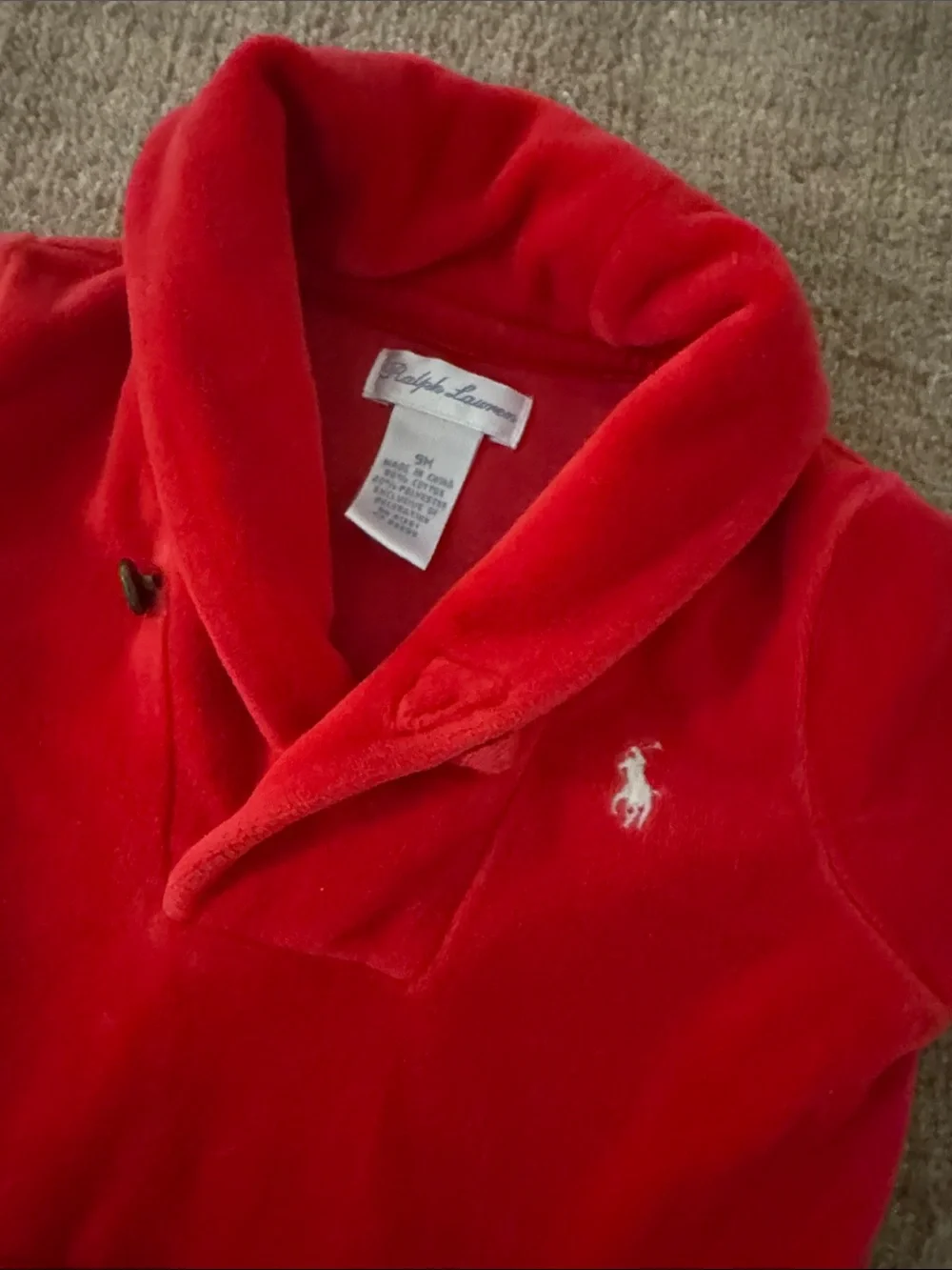 9M Ralph Lauren Red velour Christmas One-Piece Romper